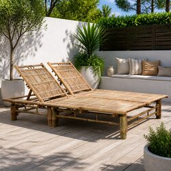 Reliable Bamboo 2-Person Sun Lounger for Outdoor Use