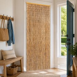 Brown Bamboo Door Curtain - Practical Insect Screen 56x185 cm