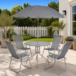 Value-packed 6 Piece Grey Outdoor Dining Set