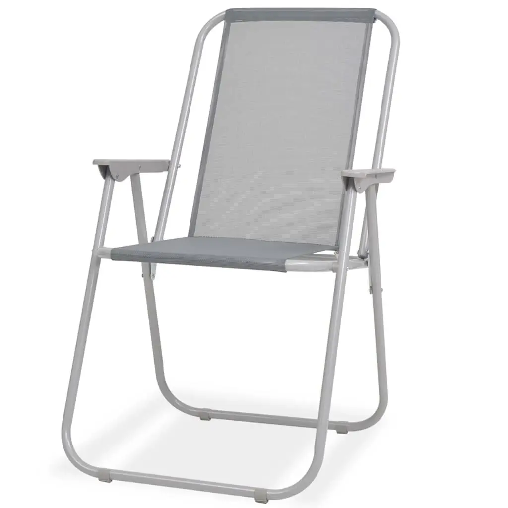 Outdoor Dining Set Grey Textilene Chairs Glass Table Umbrella 8 Piece