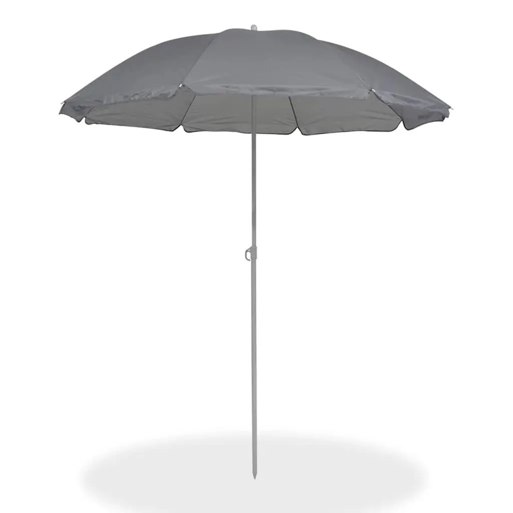 Outdoor Dining Set Grey Textilene Chairs Glass Table Umbrella 8 Piece