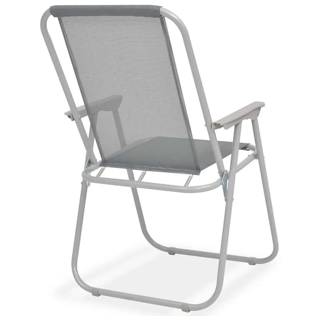 Outdoor Dining Set Grey Textilene Chairs Glass Table Umbrella 8 Piece