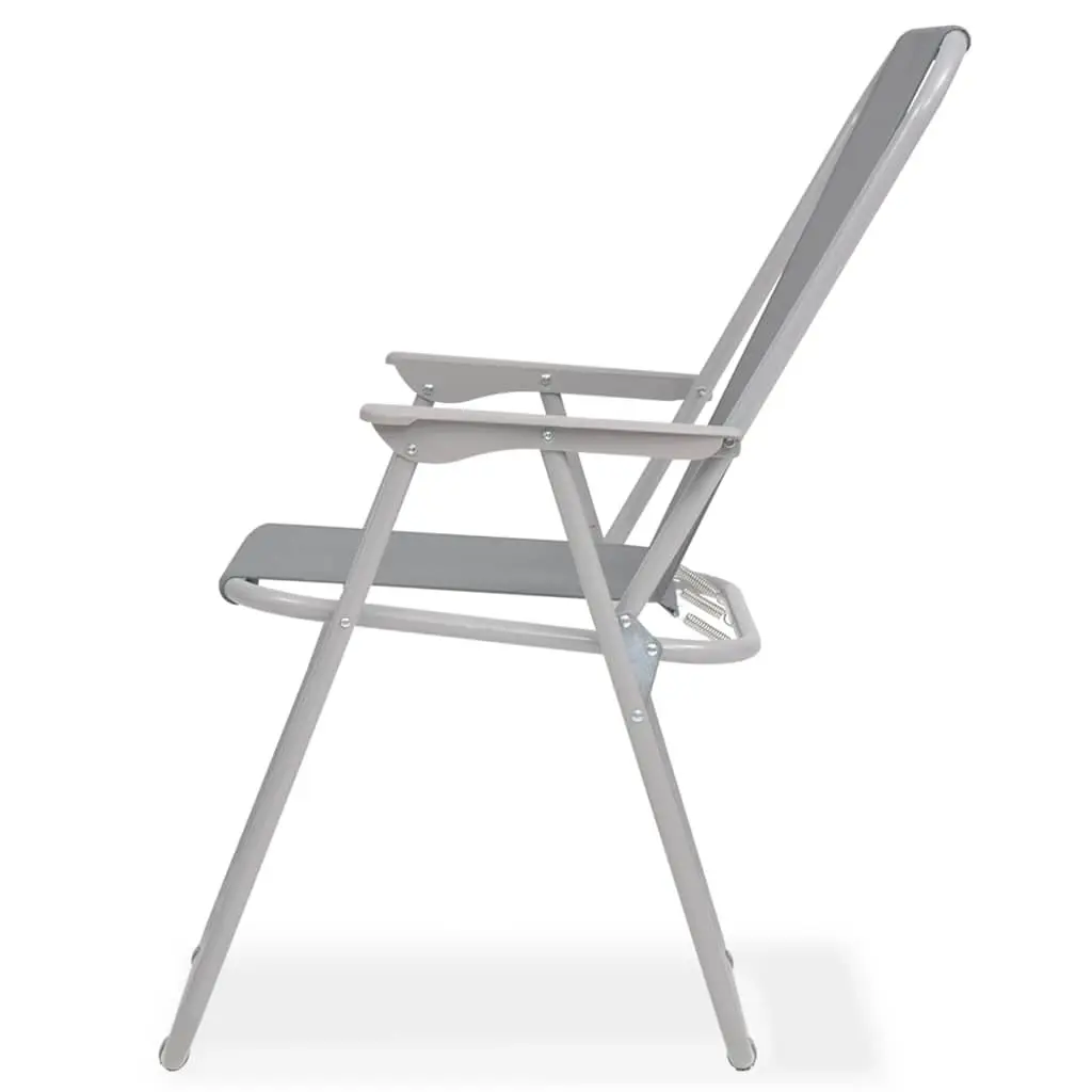 Outdoor Dining Set Grey Textilene Chairs Glass Table Umbrella 8 Piece