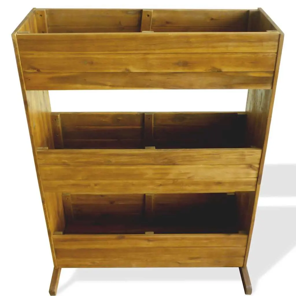 3-Tier Garden Raised Bed Planter Wooden Outdoor Flower Plant Container Box Brown
