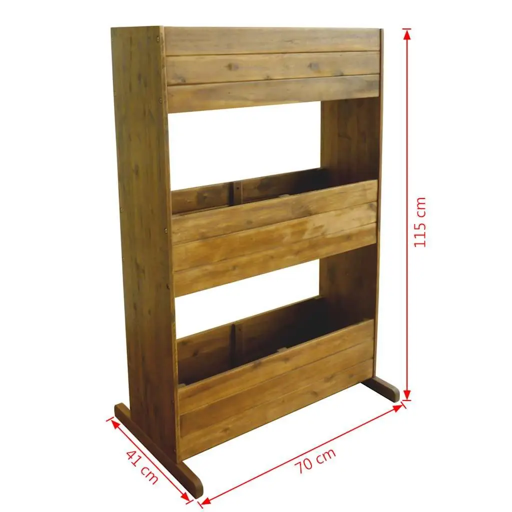 3-Tier Garden Raised Bed Planter Wooden Outdoor Flower Plant Container Box Brown