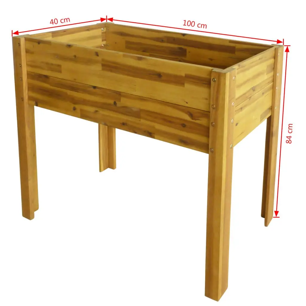 Raised Garden Bed Solid Wood Planter Outdoor Flower Container Box Brown