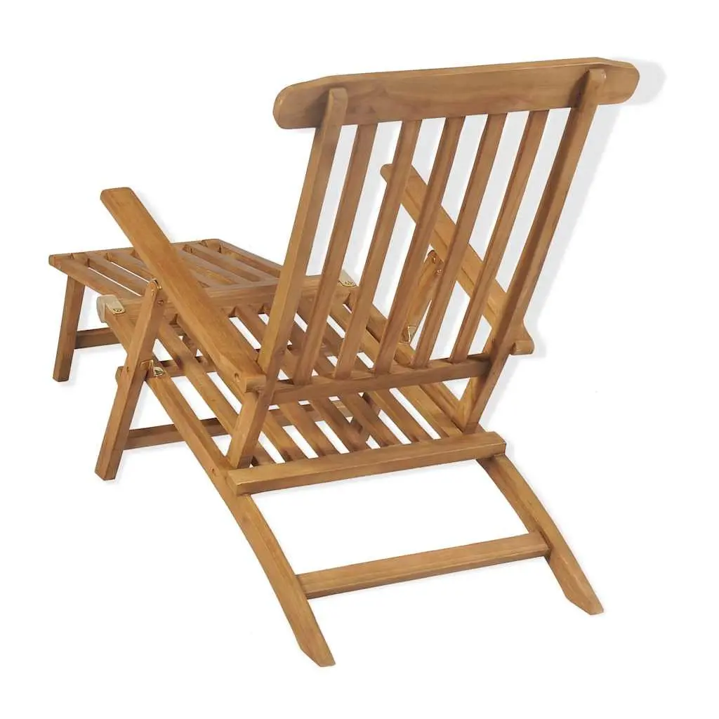 Wooden Deck Chair with Footrest Reclining Backrest Garden Patio Sun Lounger