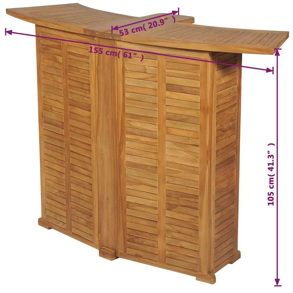 Folding Bar Table Outdoor Garden Teak Wood Parasol Hole Brown