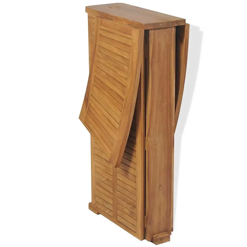 Folding Bar Table Outdoor Garden Teak Wood Parasol Hole Brown