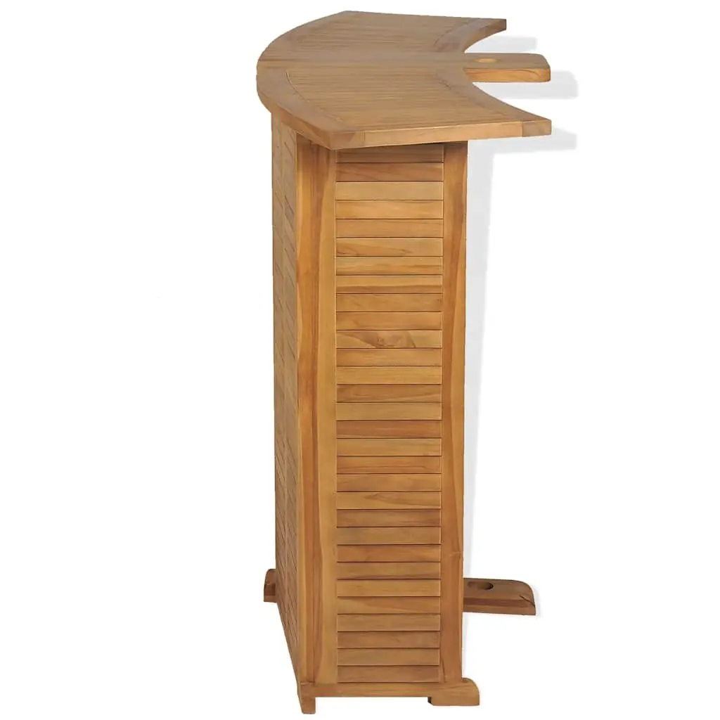 Folding Bar Table Outdoor Garden Teak Wood Parasol Hole Brown