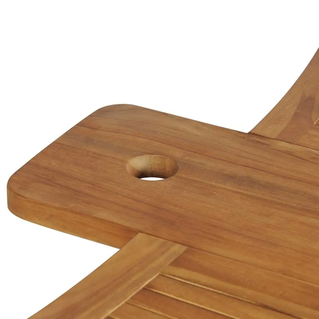 Folding Bar Table Outdoor Garden Teak Wood Parasol Hole Brown