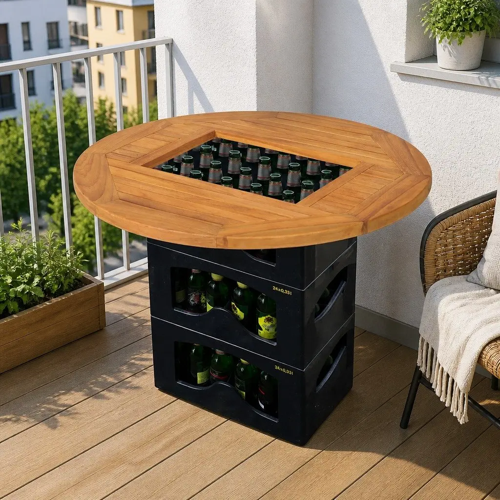 Beer Crate Tabletop Accessory Brown 70cm Portable Party Table Outdoor Camping