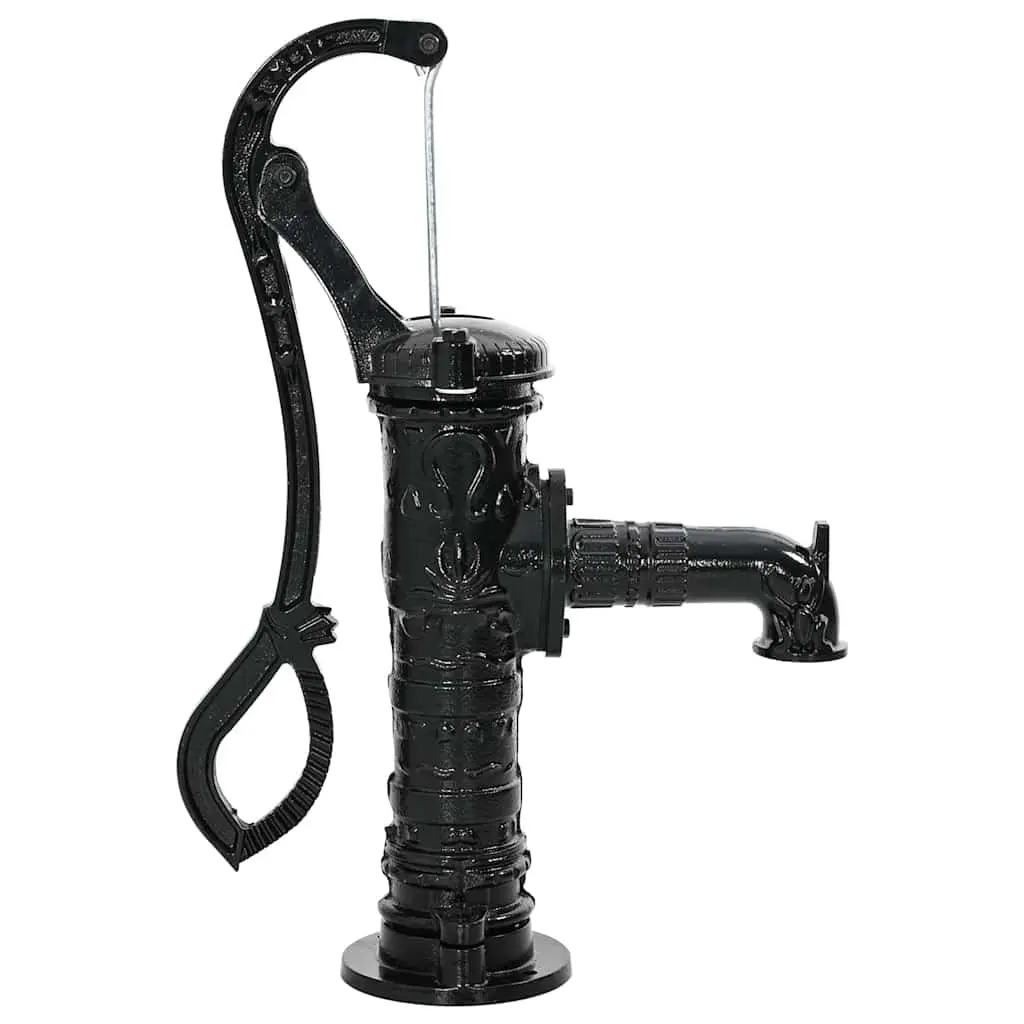 Hand Operated Garden Water Pump Manual Black Cast Iron 38 mm