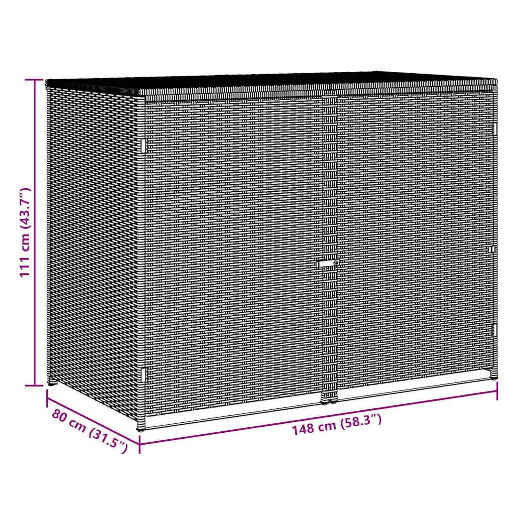 Double Wheelie Bin Shed Storage Box Outdoor 148x80x111cm Black