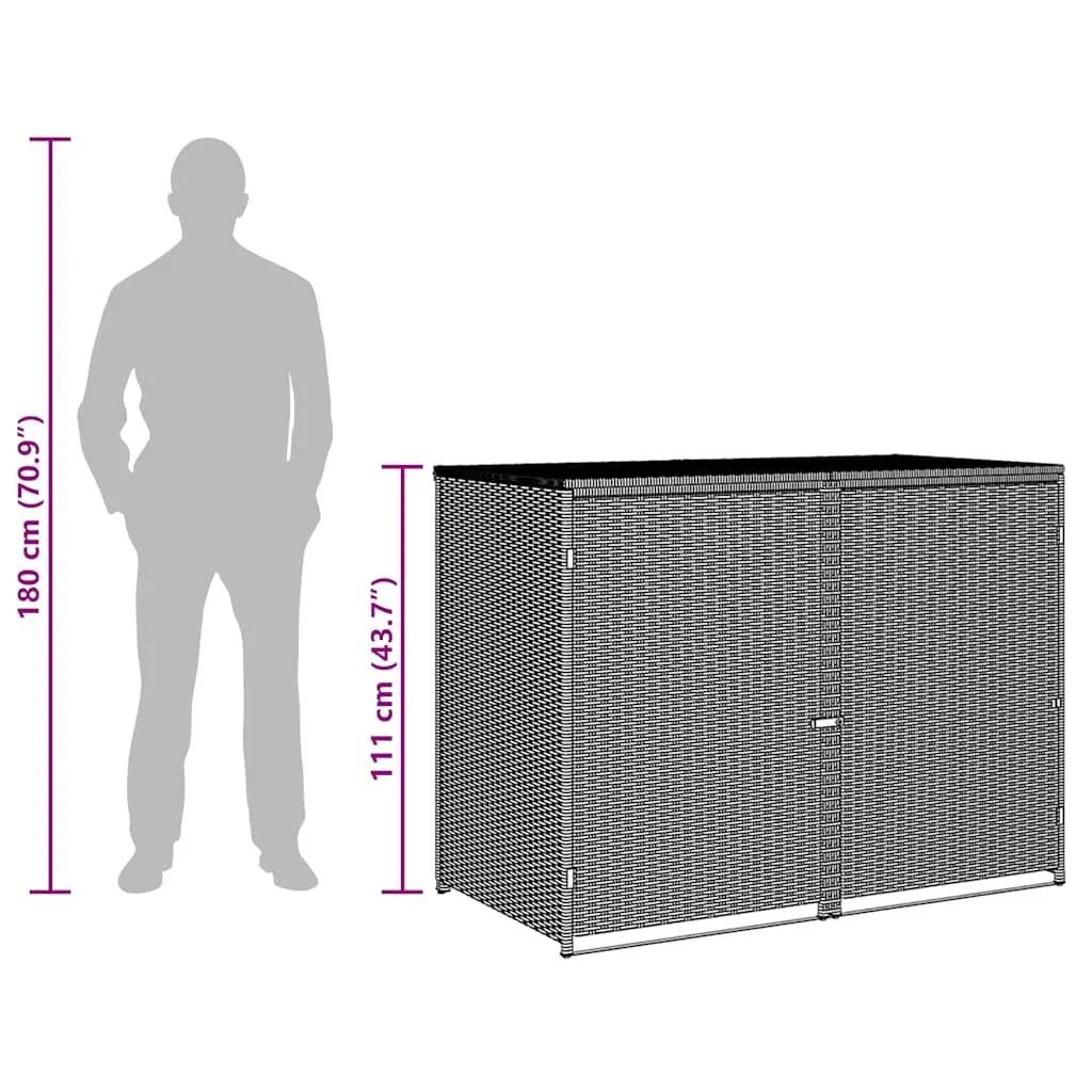 Double Wheelie Bin Shed Storage Box Outdoor 148x80x111cm Black