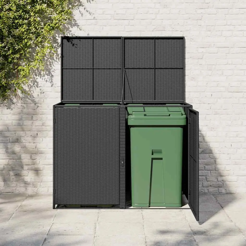Double Wheelie Bin Shed Storage Box Outdoor 148x80x111cm Black