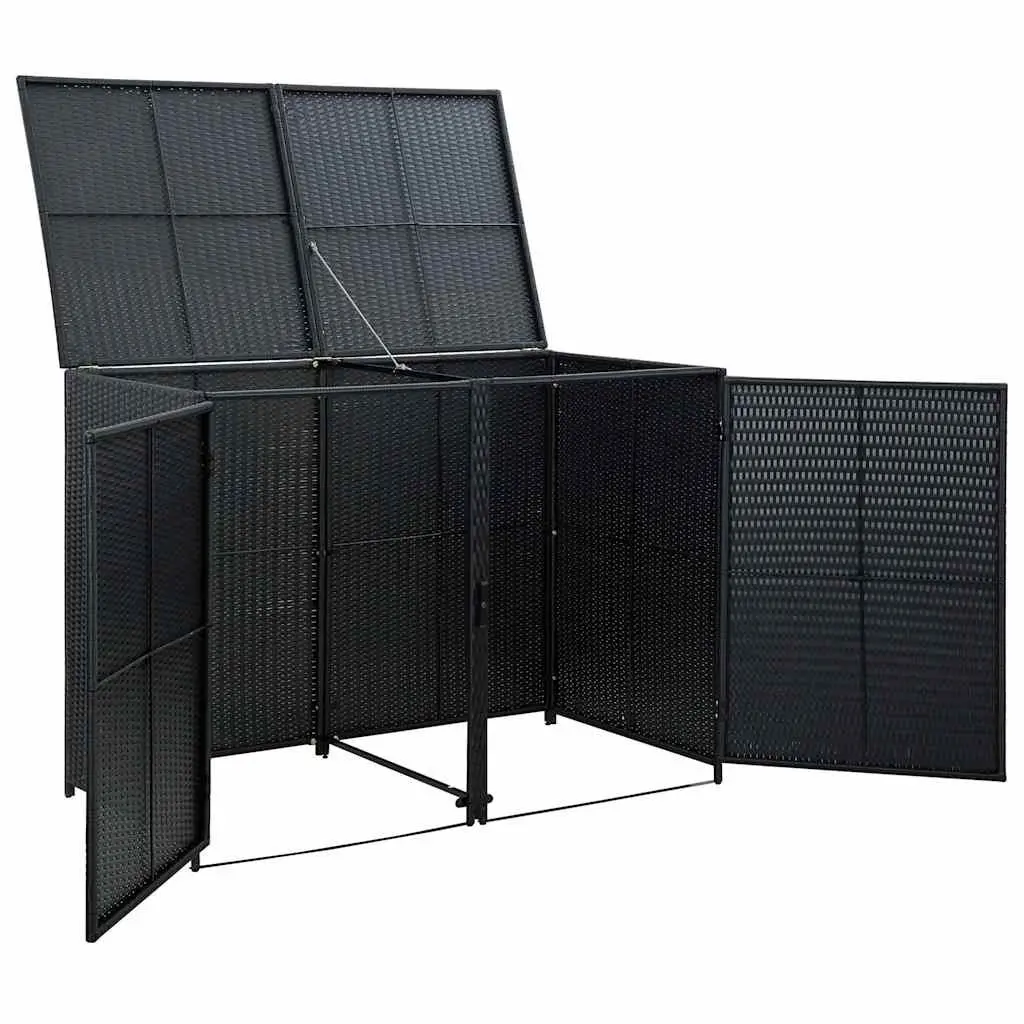 Double Wheelie Bin Shed Storage Box Outdoor 148x80x111cm Black