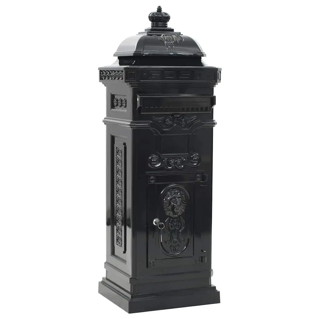 Pillar Letterbox Vintage Style Mailbox Black Outdoor Decor