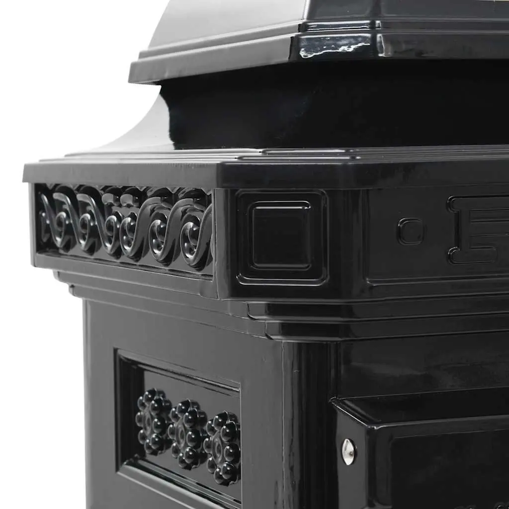 Pillar Letterbox Vintage Style Mailbox Black Outdoor Decor