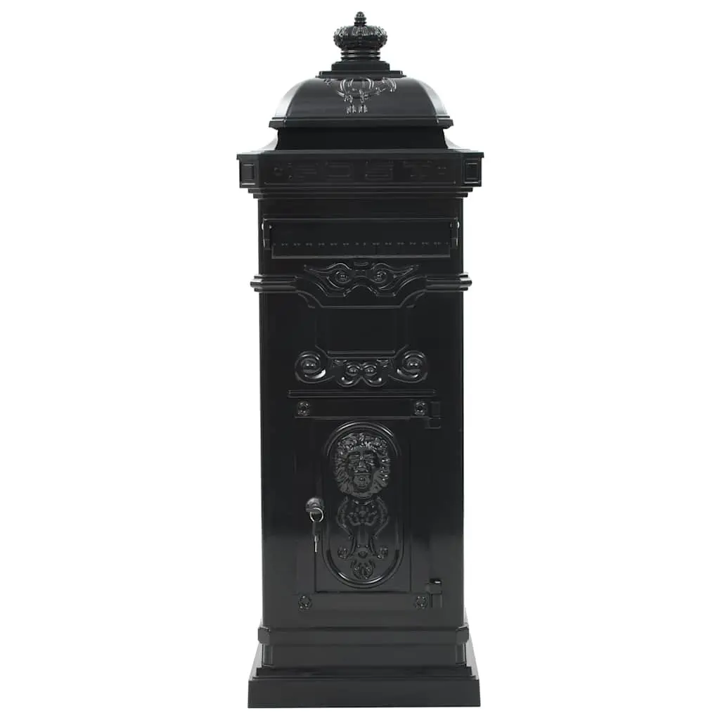 Pillar Letterbox Vintage Style Mailbox Black Outdoor Decor