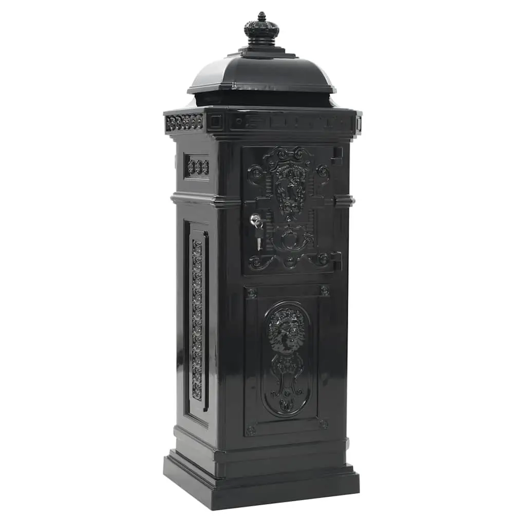 Pillar Letterbox Vintage Style Mailbox Black Outdoor Decor