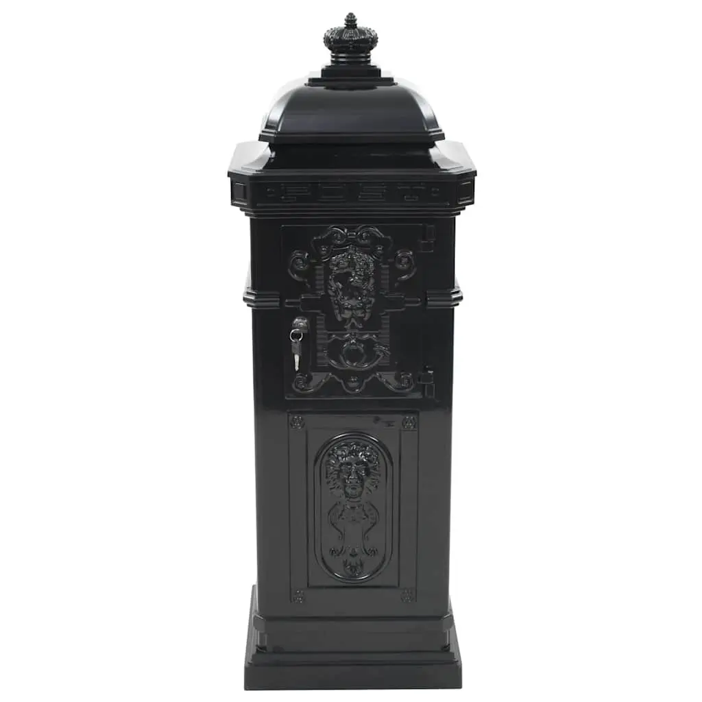 Pillar Letterbox Vintage Style Mailbox Black Outdoor Decor