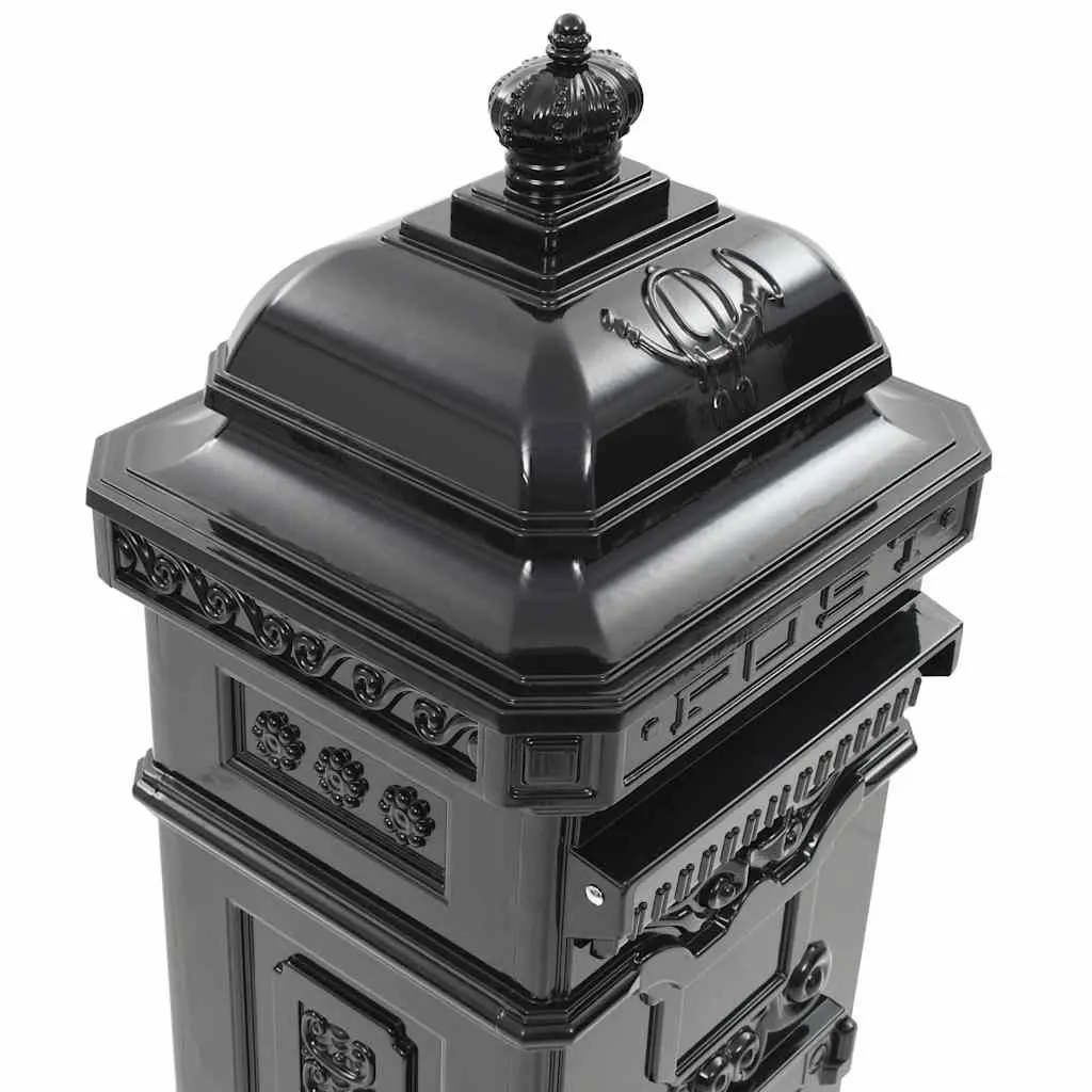 Pillar Letterbox Vintage Style Mailbox Black Outdoor Decor