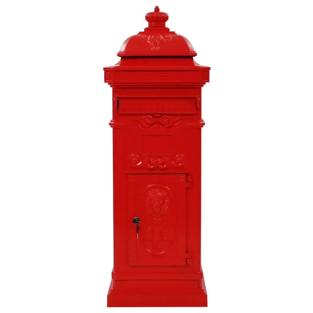 Pillar Letterbox Outdoor Mail Post Box Vintage Style Red Garden Decor