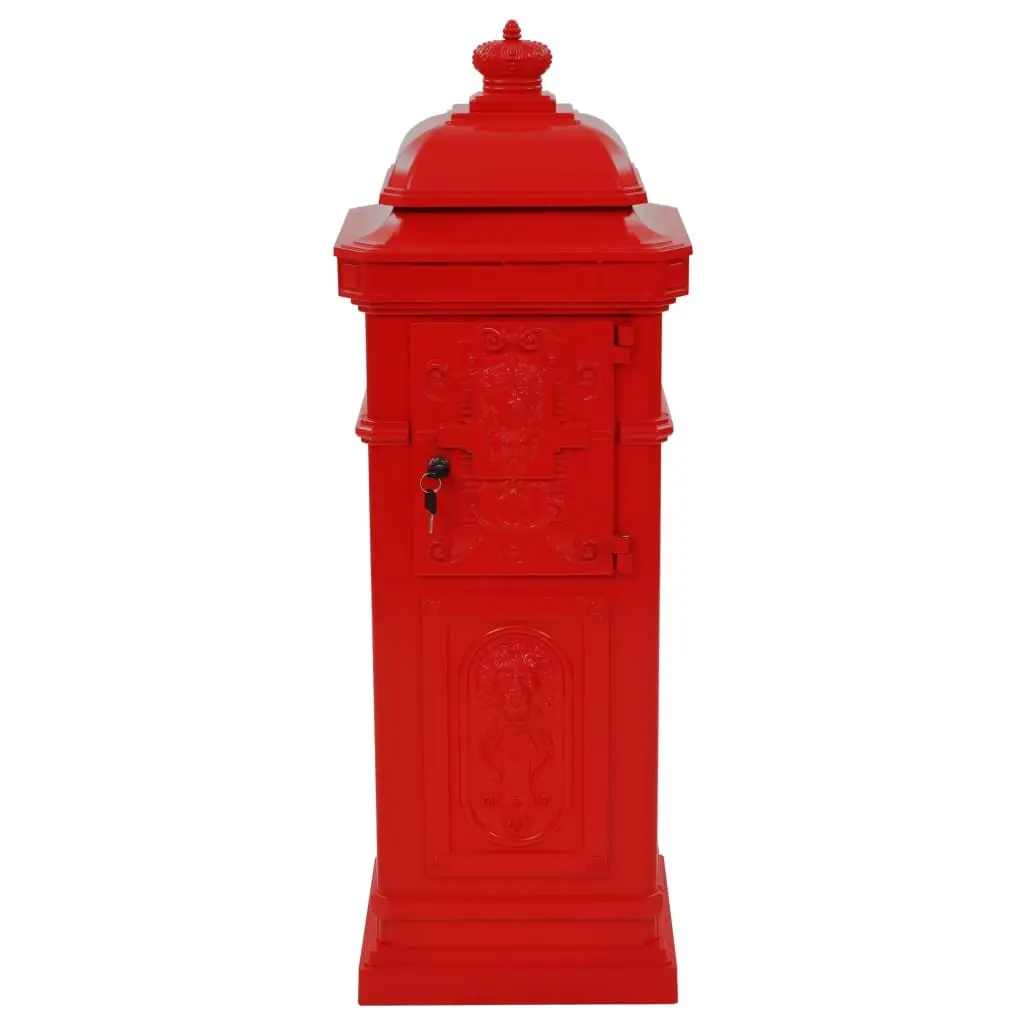 Pillar Letterbox Outdoor Mail Post Box Vintage Style Red Garden Decor