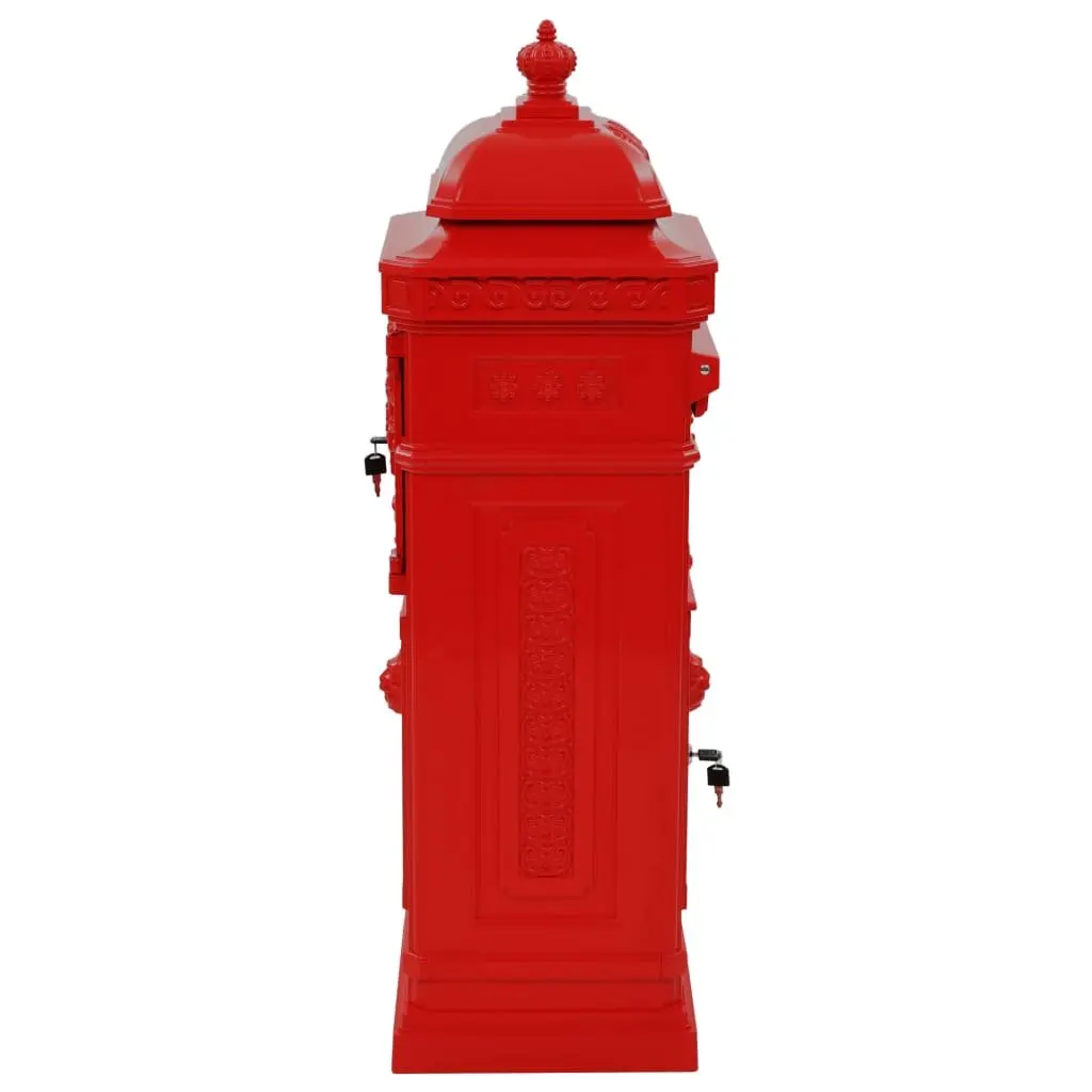 Pillar Letterbox Outdoor Mail Post Box Vintage Style Red Garden Decor