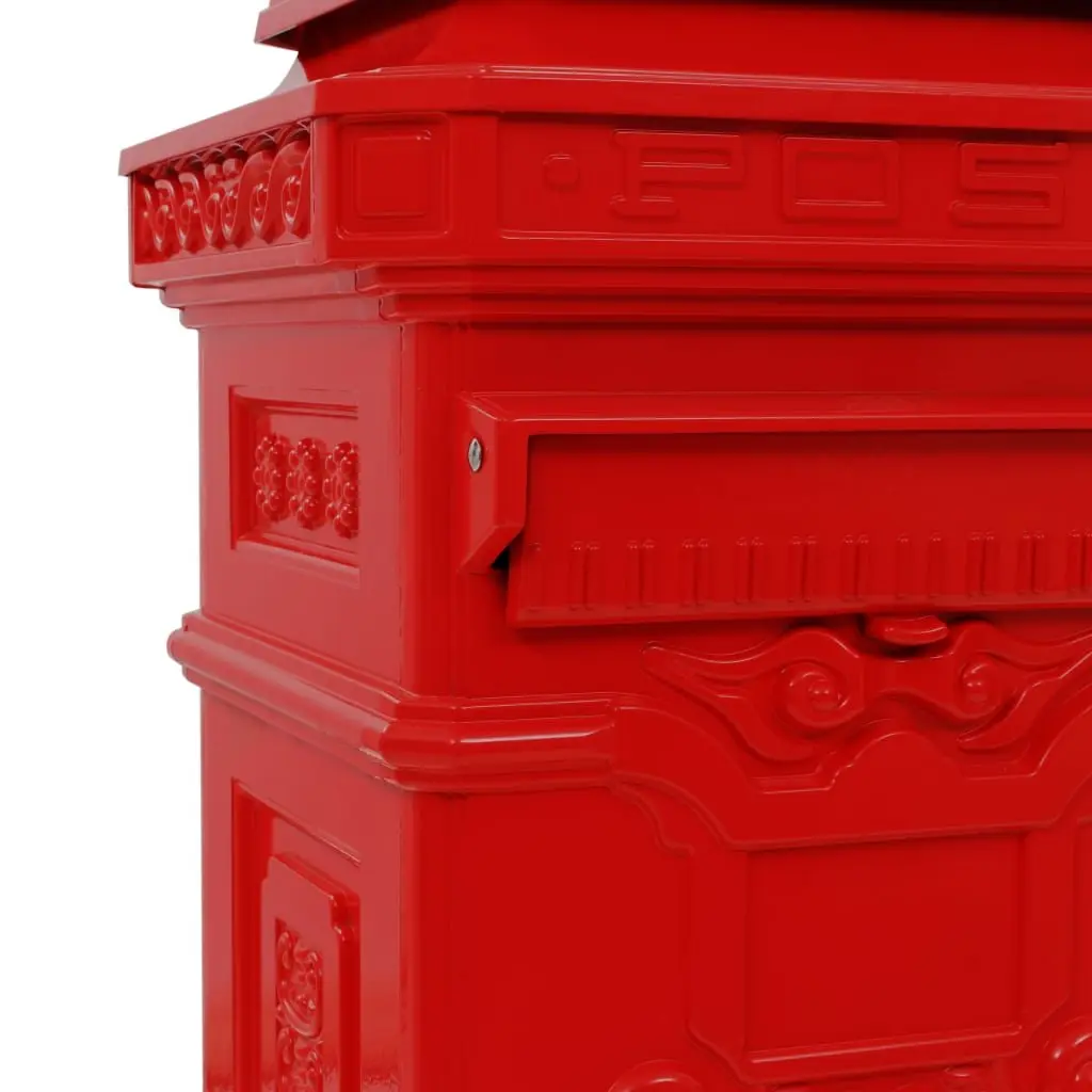Pillar Letterbox Outdoor Mail Post Box Vintage Style Red Garden Decor