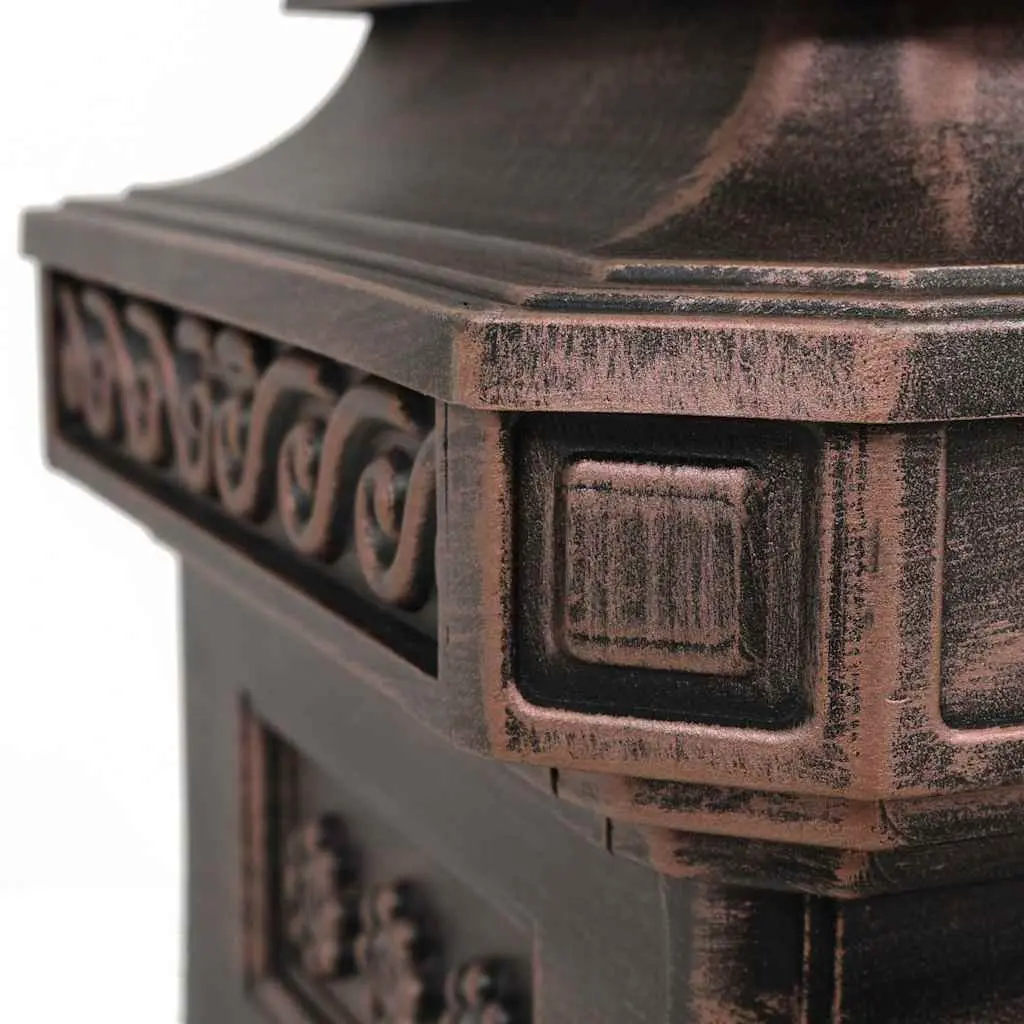Pillar Letterbox Antique Style Outdoor Mailbox Brown Rustproof