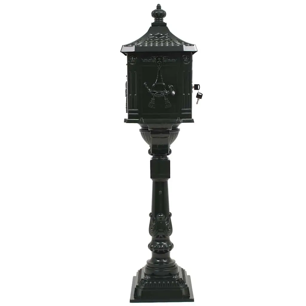 Pedestal Letterbox Vintage Style Garden Mail Post Box Green Outdoor Decoration
