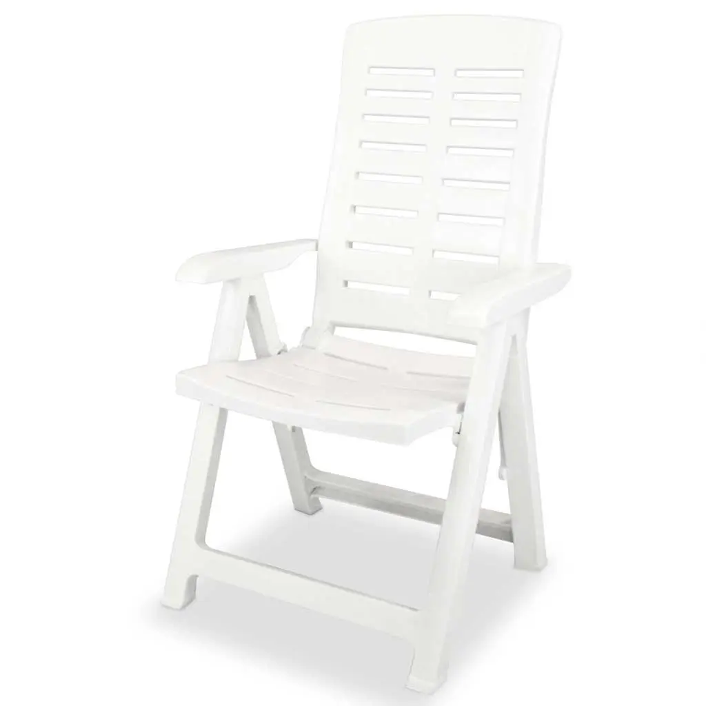 Outdoor Reclining Chair Set 2 Pcs Adjustable Lightweight White Plastic Garden Patio Folding