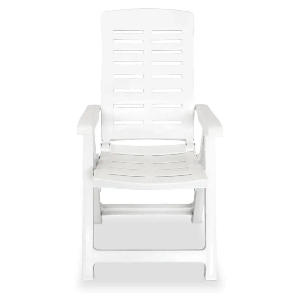 Outdoor Reclining Chair Set 2 Pcs Adjustable Lightweight White Plastic Garden Patio Folding