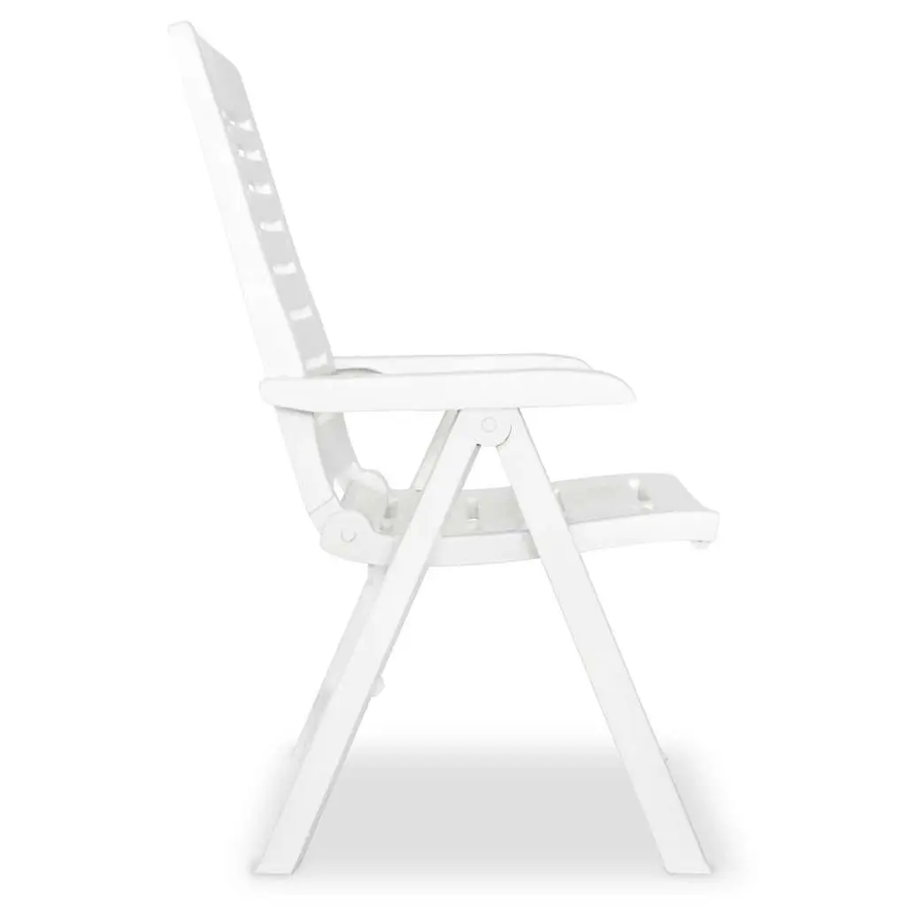 Outdoor Reclining Chair Set 2 Pcs Adjustable Lightweight White Plastic Garden Patio Folding