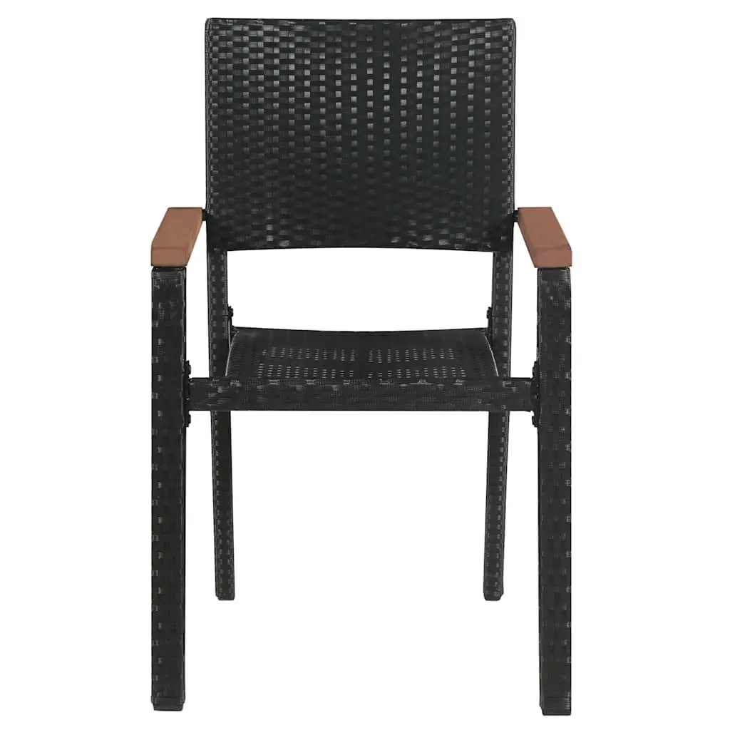 Outdoor Chairs Black Poly Rattan Garden Patio Dining Seating 2 Piece