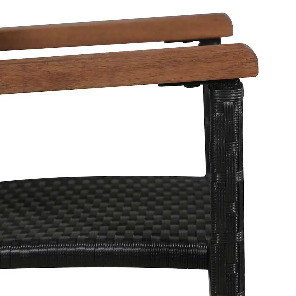 Outdoor Chairs Black Poly Rattan Garden Patio Dining Seating 2 Piece