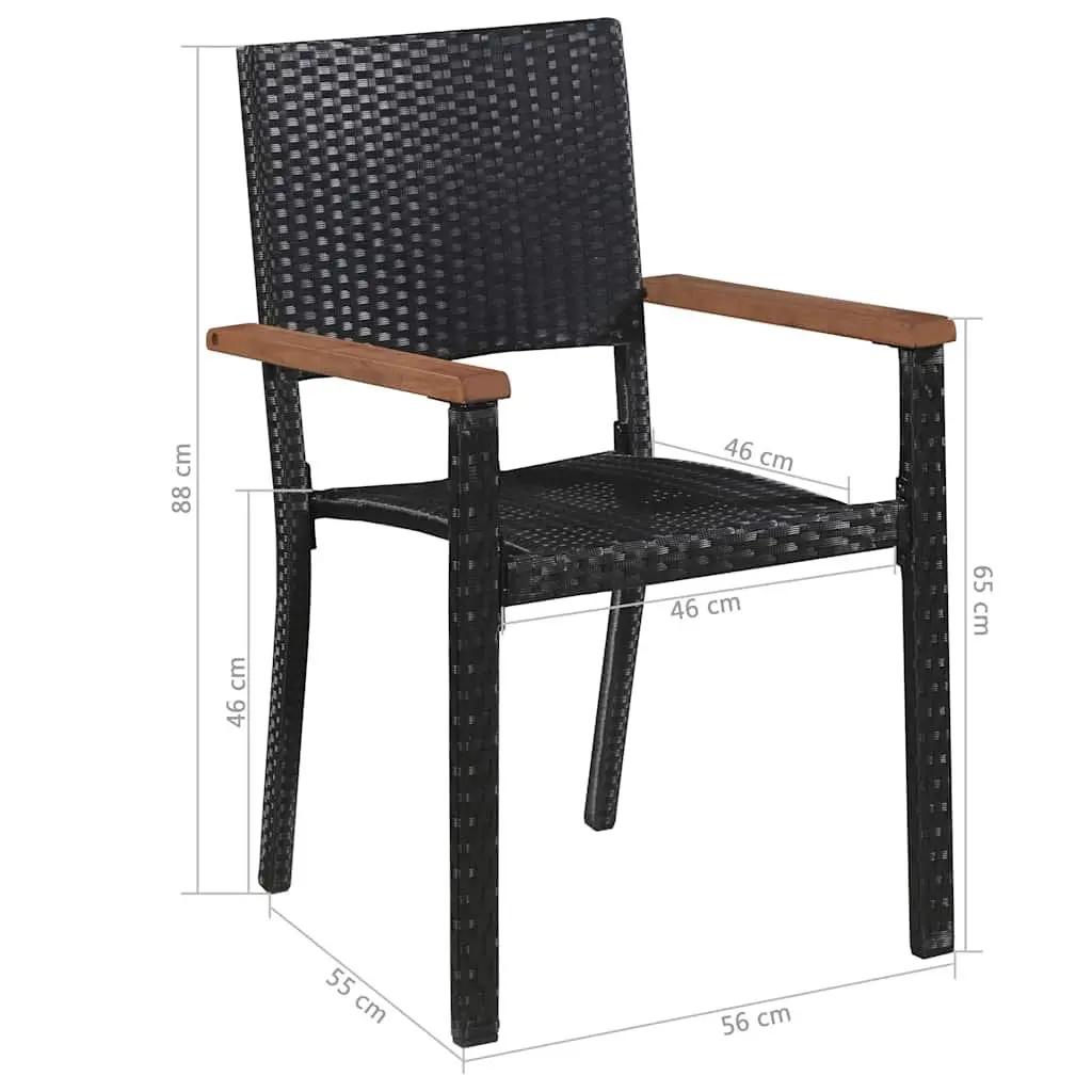 Outdoor Chairs Black Poly Rattan Garden Patio Dining Seating 2 Piece
