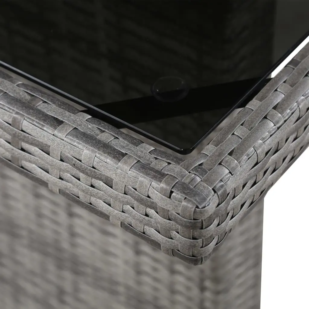 Outdoor Dining Table 240x90x74 cm Grey Poly Rattan Glass Patio Garden Furniture
