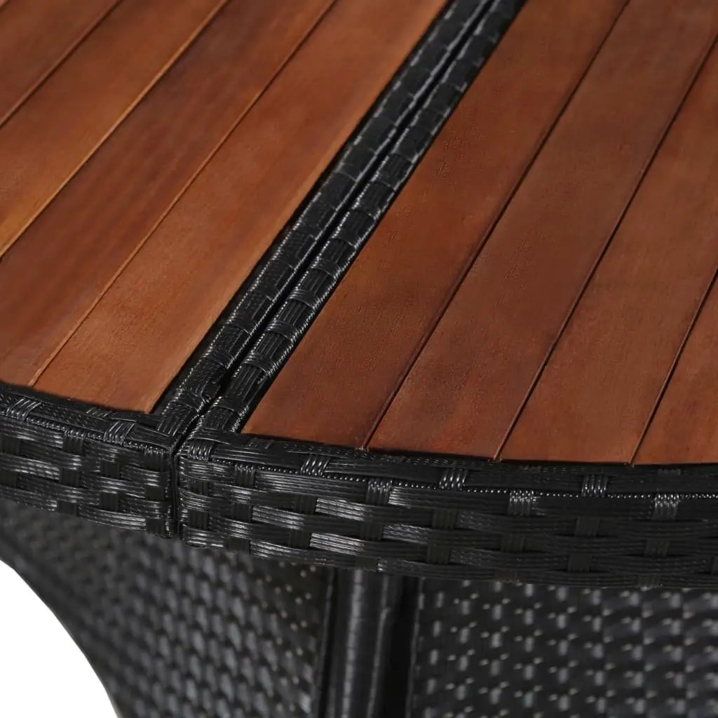 Outdoor Dining Table Garden Furniture 115x74cm Brown PE Rattan Acacia Wood