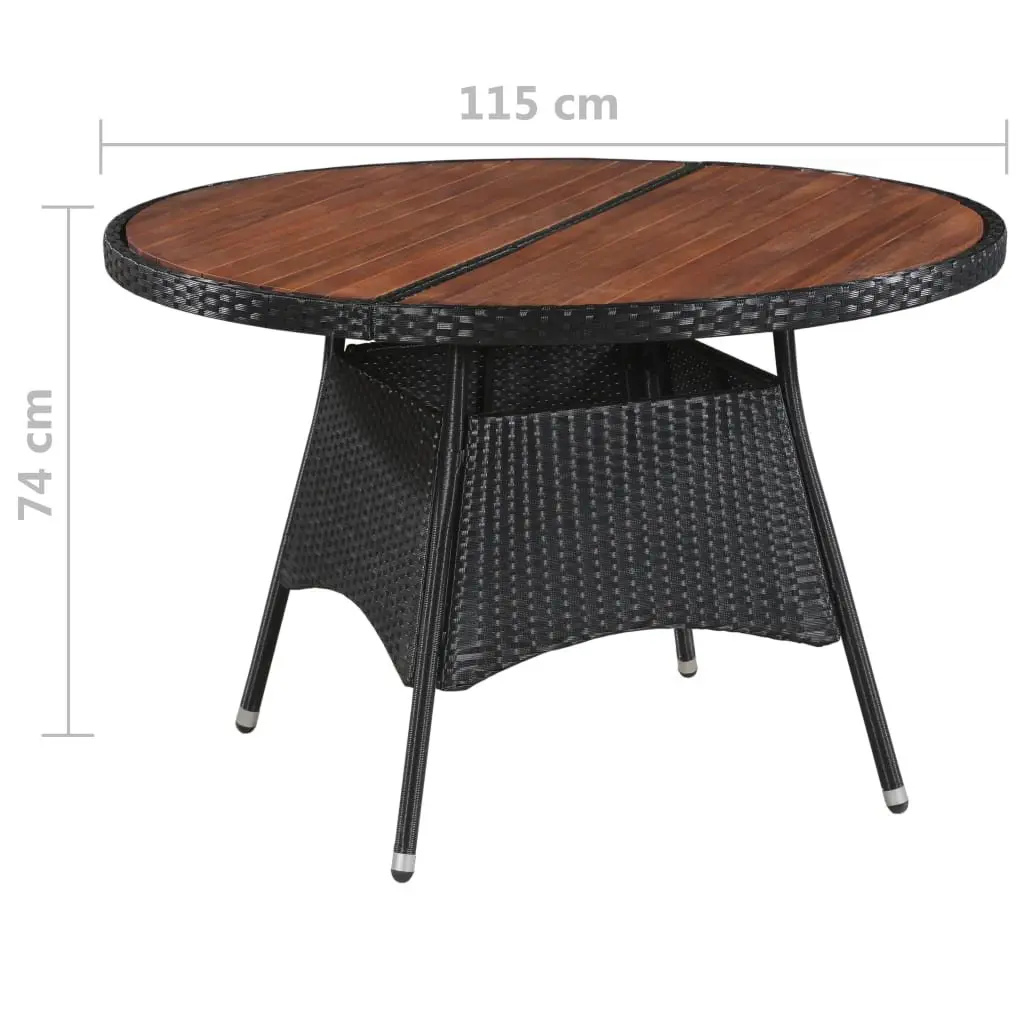 Outdoor Dining Table Garden Furniture 115x74cm Brown PE Rattan Acacia Wood