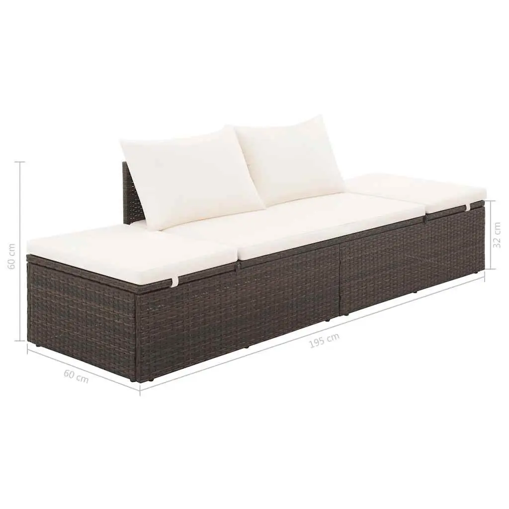 Outdoor Lounge Bed 195x60cm Garden Sun Lounger Rattan Furniture Patio Daybed