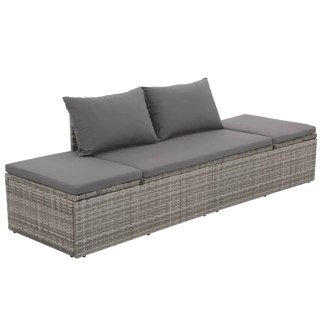 Grey Rattan Lounge Bed for Outdoor Relaxation