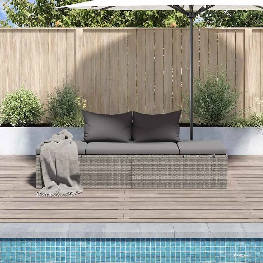 Grey Rattan Lounge Bed for Outdoor Relaxation