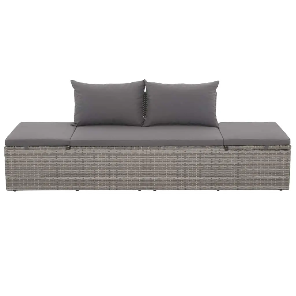 Grey Rattan Lounge Bed for Outdoor Relaxation