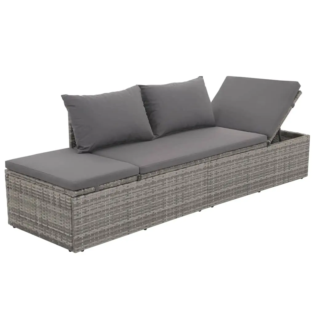 Grey Rattan Lounge Bed for Outdoor Relaxation