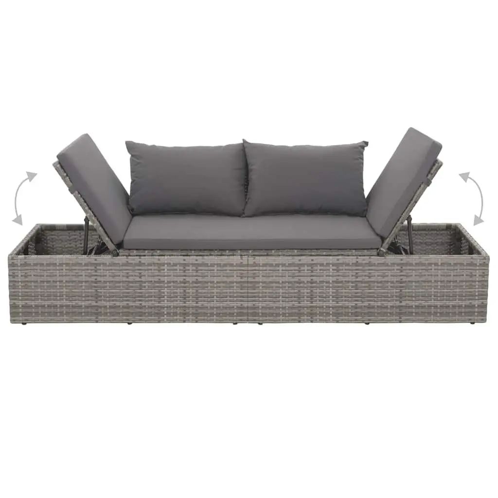 Grey Rattan Lounge Bed for Outdoor Relaxation