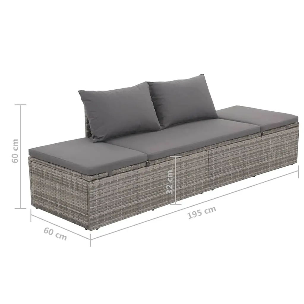 Grey Rattan Lounge Bed for Outdoor Relaxation