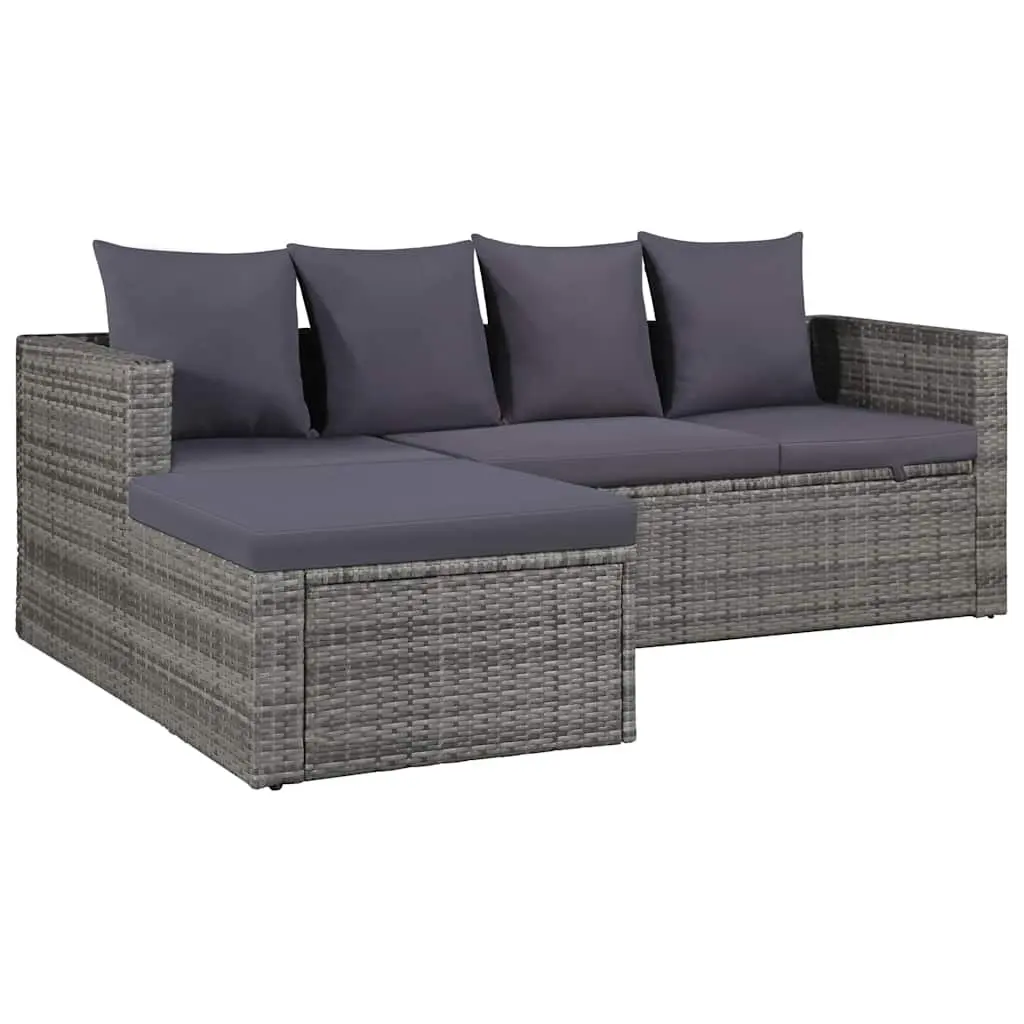 4 Piece Outdoor Garden Lounge Set Cushions Grey Patio Sofa Furniture